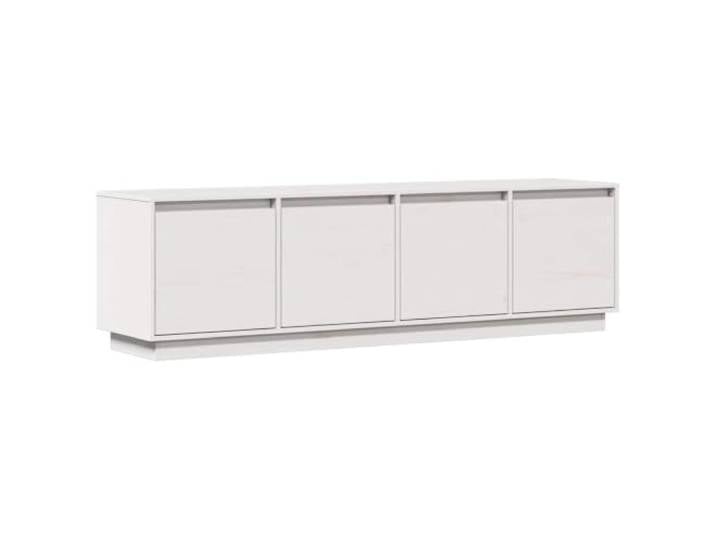 Roanoer TV-Schrank Weiß 156x37x45 cm Lowboard Massivholz Kiefer Eleganter Fernsehtisch aus echtem Kiefern-Massivholz mit 4 Türen für Ihr Wohnzimmer & Schlafzimmer.