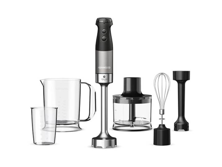 Kenwood Triblade XL Pro - Stabmixer 1200W mit 0,5L Zerkleinerer Schwarz Stabmixer, Variable Geschwindigkeit, Metall-Schneebesen, Emulgierer, 2 Becher, Spülmaschinenfest, HBM80.322BK