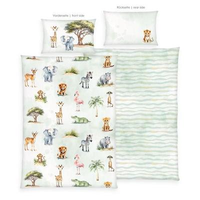 Klaus Hering 2485303063 - babybest® Bettwäsche, Safari, Made in Green, 40x60+100x135 cm