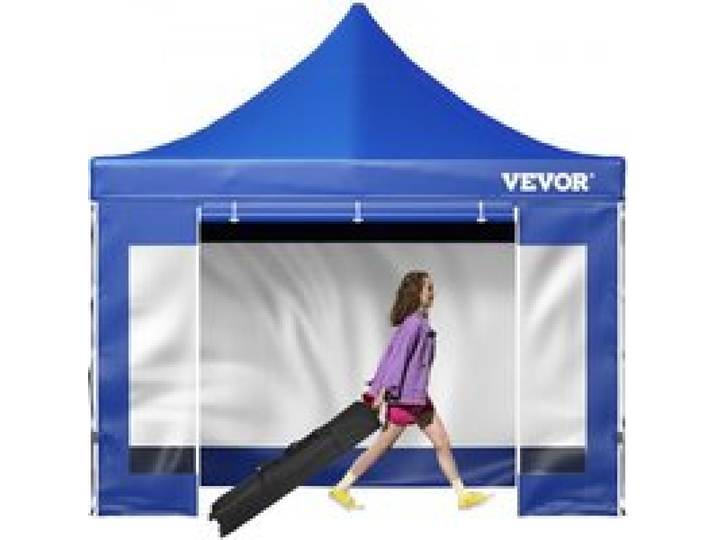 VEVOR Pavillon faltbar 3x3m Faltpavillon 240g PVC-beschichtetes Polyester Pop-Up-Pavillon 1,95-2,13m Einstellbar Partyzelt Festzelt Strandzelt Blau für Hochzeiten oder andere kommerzielle Aktivitäten