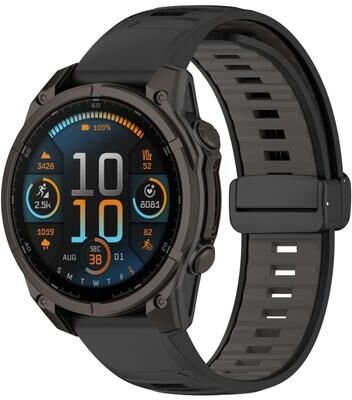 Everyday Crate Garmin Fenix 8 AMOLED 51mm Magnetic Silicone Watch Band Two Color Replacement Watch Strap black+gray