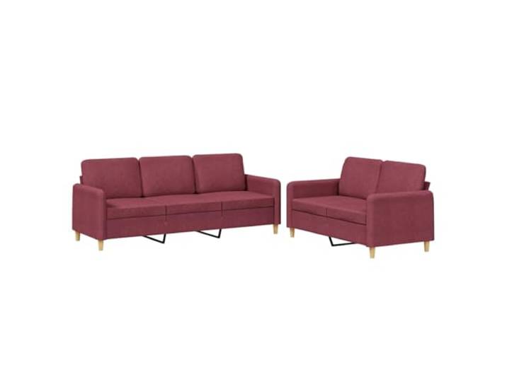 KUTYWEXFM 2-tlg Sofagarnitur mit Kissen Weinrot Polstersofa Set Gemütliche Couches mit dicker Polsterung und stabilem Gestell für Komfort im Wohnzimmer oder Gästezimmer.