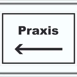 HB-Druck Praxis Schild mit Text und Richtungspfeil links Arzt Gesundheit waagerecht A4 (210x297mm)