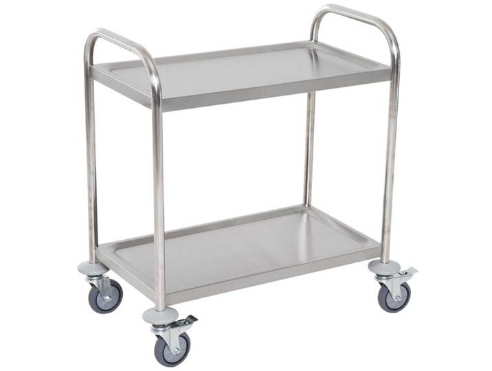 Chariot de service - HOMCOM - desserte cuisine à roulettes 2 étagères robuste - inox - 80x45x82cm - argenté