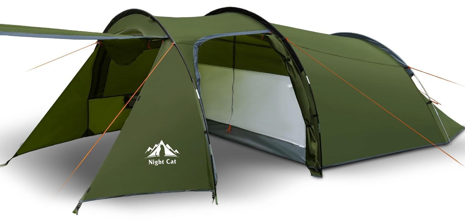 Campingzelt Tunnelzelt Familienzelt - 4 Personen - Leicht - Wasserdicht - Mit Wohnbereich und Schlafkabine