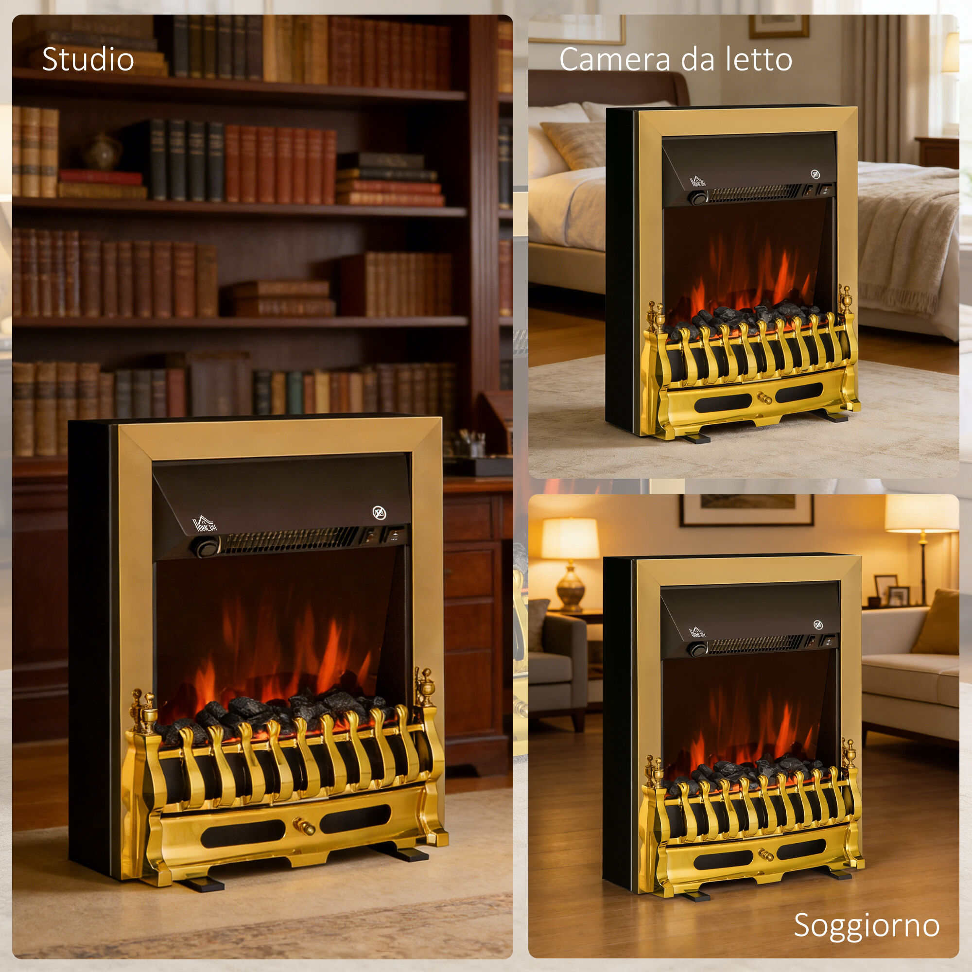 Altro Camino Elettrico Da Terra 1000/2000 W Effetto Fiamma Led, Caminetto Elettrico Con Protezione Da Surriscaldamento E Ribaltamento, Riscaldamento Regola