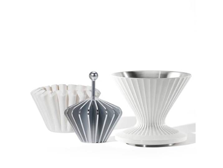 codale Metall-Pour-Over-Kaffeefilter, wiederverwendbarer Kaffeefilter mit Nachtlicht, individueller Blüten-Kaffeetrichter für Reisen, Camping, Büro, Zuhause, manuelle Kaffeemaschine (Weiß)