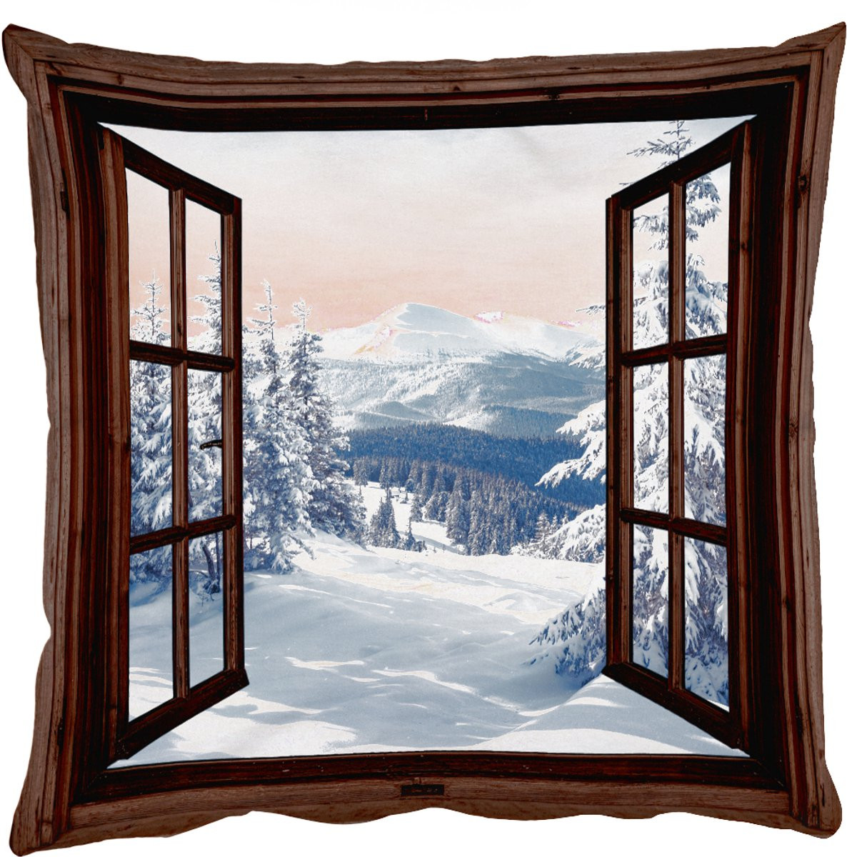 PillowMonkey Sierkussen Winter Landschap met Natuur en Bergen - 50 x 50 cm
