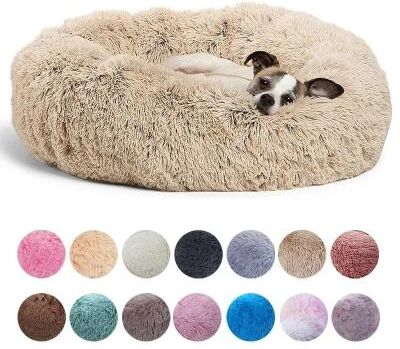 Uplift Essentials Round Plush Pet Bed For Dogs And Cats color 10 23.6in