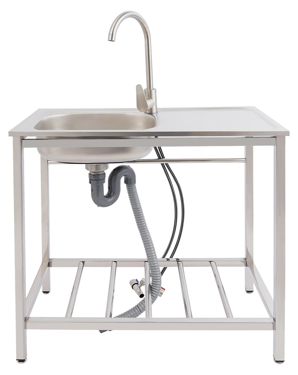 Freistehende Spülbecken-Set, 2-stöckig - Werkbank, 75x40 cm - Edelstahl