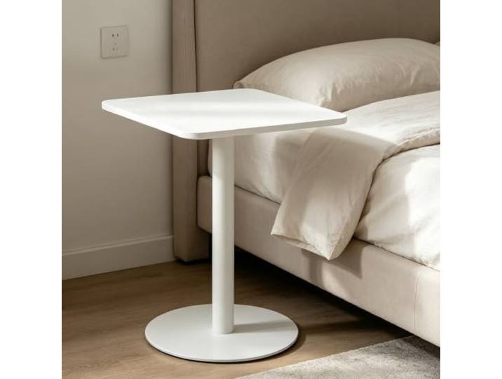 Weißer Quadratischer Sockel-Esstisch Für Das Wohnzimmer Einer Wohnung, Kleine Räume, Kompakter Einbeiniger Bistrotisch, Minimalistischer Frühstückstisch Für Die Küchenecke, Erkerfenster(70x70x73cm)