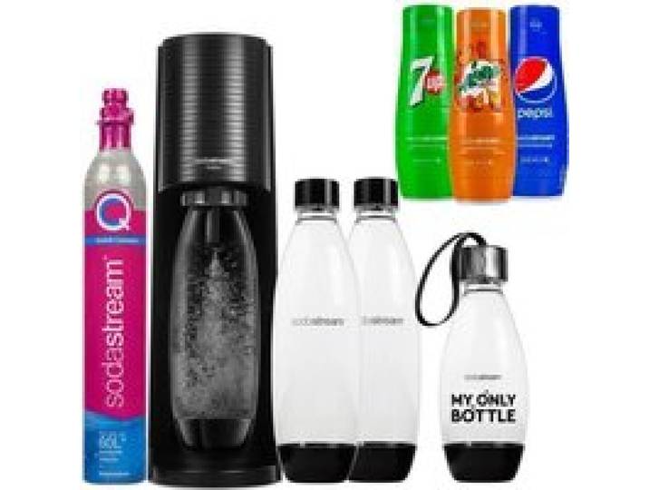 Machine à soda - Sodastream - Terra - Noir - 3 bouteilles - 3 sirops - Quick Connect - Eau gazeuse maison