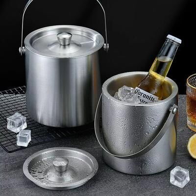 Inspired Finds Double Wall Stainless Steel Ice Bucket Insulated Wine And Beer Chiller For Home Bar Double Wall Stainless Steel Ice Bucket Insulated Wine And Beer Chiller For Home Bar