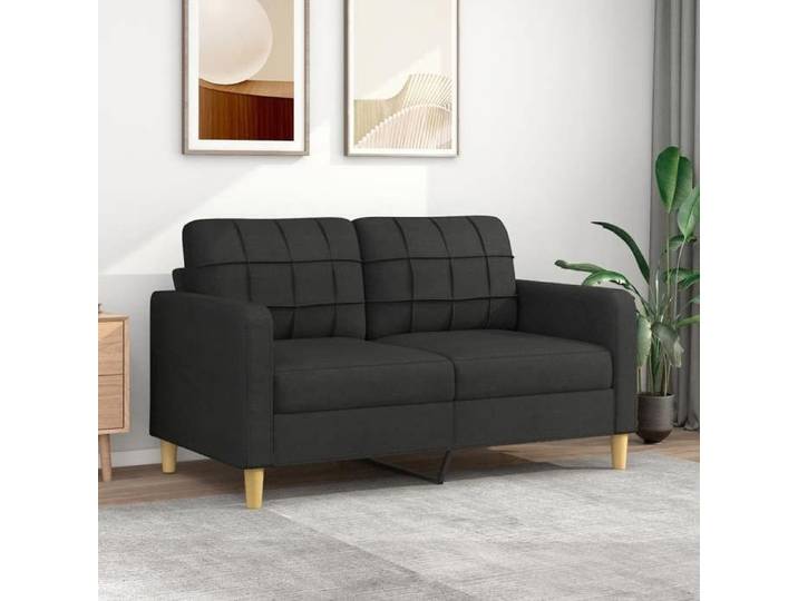 Canapé à 2 places Noir 140 cm Tissu canapé canapé rembourré sièges de salon causeuse canapé de salon canapé à 359095