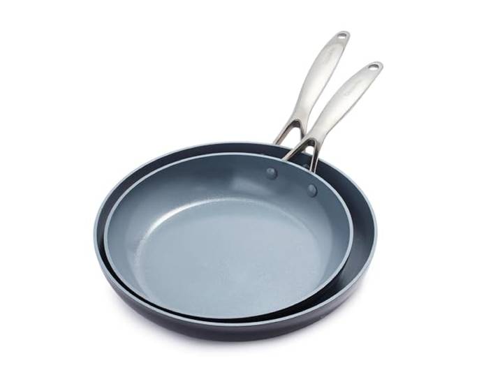 GreenPan Valencia Pro Harteloxierte Gesunde Keramik Anti-Stick 26 cm & 30 cm Bratpfannen-Set, PFAS-frei, Edelstahl-Griff, Induktion, Spülmaschinenfest, Backofenfest, Grau