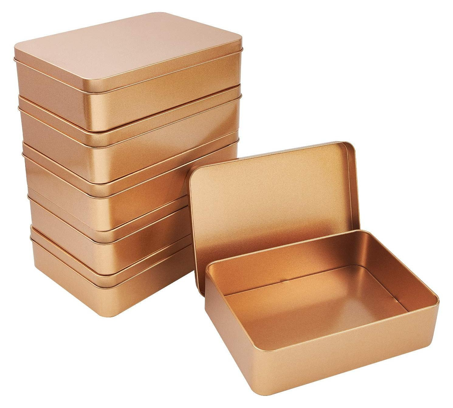 Solidchoice Set van 5 Metalen Rechthoekige Blikken voor de Opslag van Kleine Items