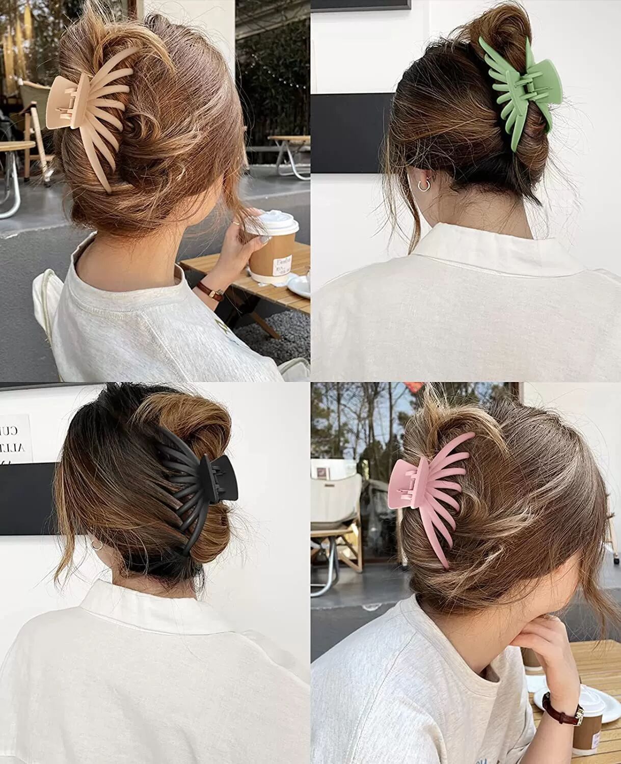 INF 4 große Haarclips für Frauen mit Hohldesign, rutschfestem Halt und vier Farben für vielseitige Frisuren