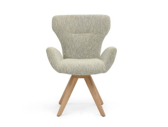 Musterring JustB! SP150 Schalensessel - in verschiedenen Bezugs-und Gestellvarianten - Jaquard Lodge grey - Stativgestell Eiche massiv - ohne Funktion Drehfunktion, Rückholfunktion Modern, Skandinavisch