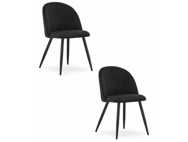 Chaise BELLO - velours noir / pieds noirs x 2