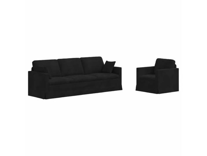 TEKGHUT Modulares Sofa Set 2 STK. Schwarz Samt Metallrahmen, Schaumstofffüllung, samtweiche Kissen, modulares Design, schwarzer Rahmen, kompakte Füße, Innenbereich