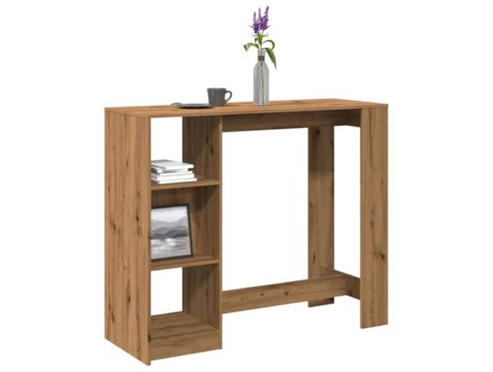 TEKGHUT Bartisch mit Regal Artisan-Eiche 124x46x103,5 cm Holzwerkstoff 4 Fächer, Stauraum für Flaschen und Bücher, glatte Oberfläche, feucht abwischbar, Küche, Wohnzimmer, Essbereich