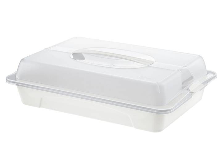 Kuchentransportbox ROTHO COOL & FRESH weiss , weiss (weiß), B:29,5cm H:11cm L:43,5cm, Kunststoff, Lebensmittelaufbewahrungsbehälter, Kuchentransportbox