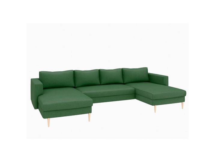 Trendmanufaktur Wohnlandschaft, Dunkelgrün, Holz, Buche, 6-Sitzer, U-Form, 306x161 cm, Rücken echt, Armteil links, rechts, Wohnzimmer, Sofas & Couches, Wohnlandschaften, Wohnlandschaft U-Form