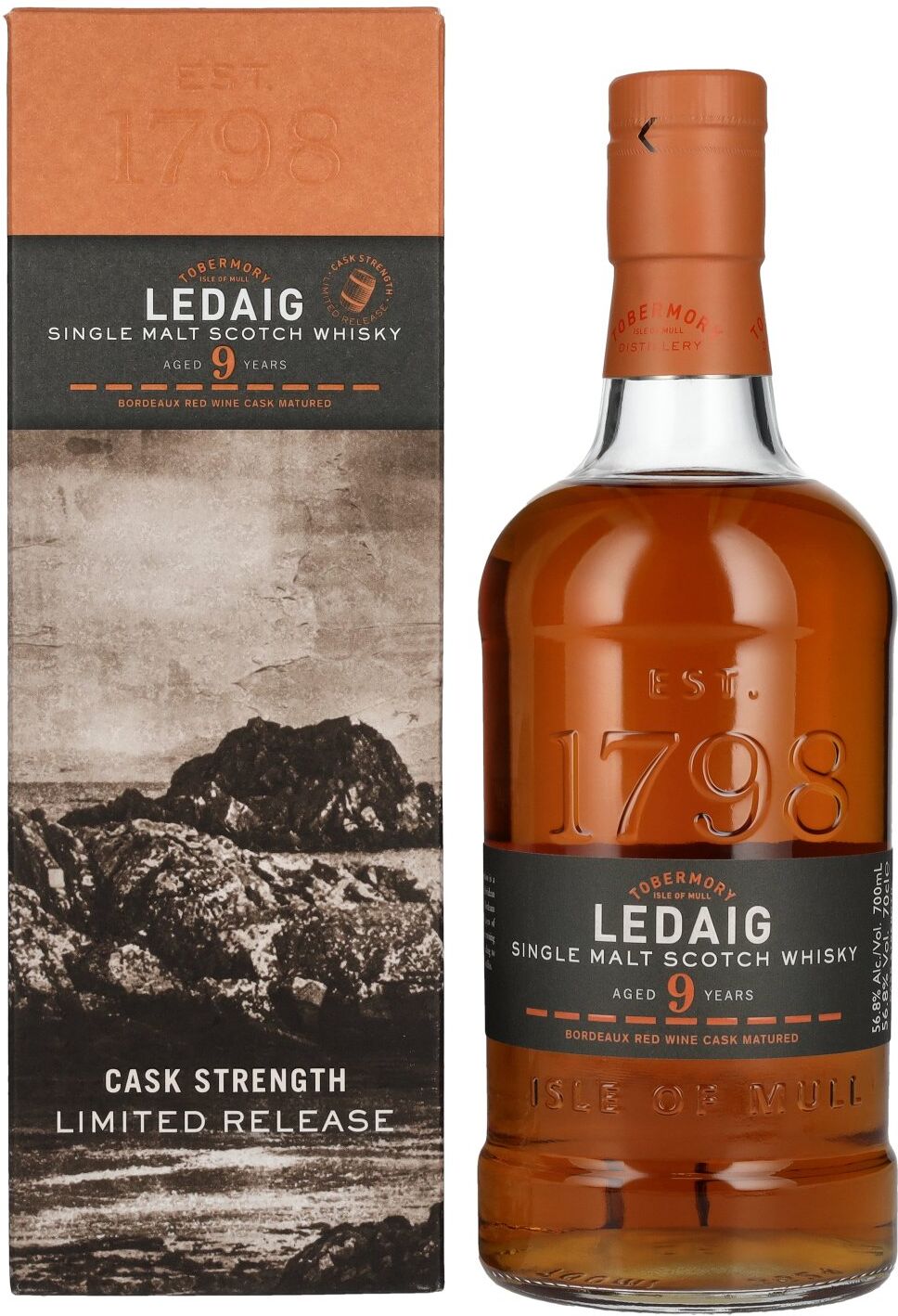 Tobermory Whisky Ledaig 9 Years Old Bordeaux Red Wine Cask Strength Limited Release 2012 56,8% Vol. 0,7l in Geschenkbox