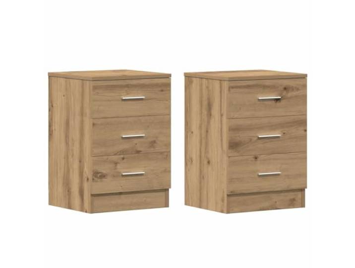 fsahslih Nachttisch 2er Set Artisan-Eiche 38x35x55 cm Beistelltisch Kompakter Nachtschrank mit 3 Schubladen für das Schlafzimmer, robuste Holzwerkstoff-Verarbeitung in Artisan-Eiche-Optik.