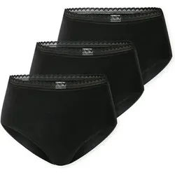 SCHIESSER Damen Midi-Slips, 3er Pack - 3Pack Midi, Stretch Cotton, uni, Größe XL in Schwarz Schwarz