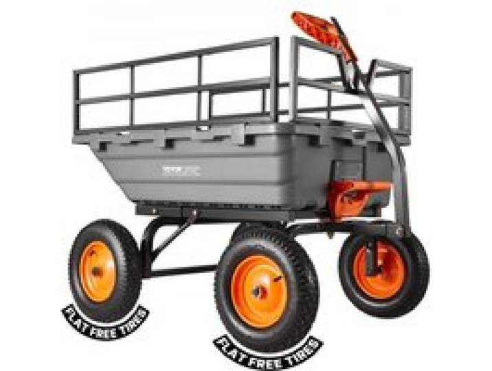 VEVOR Gartenwagen 680 kg, Transportwagen mit Kippfunktion, Handwagen mit 2-in-1-Kippgriff, Transportkarre, Handkarre, Bollerwagen, Bastelwagen, Kippwagen für Pflanzen, Erde & Erntegut