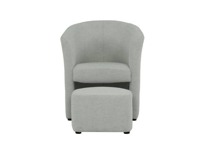 Fauteuil cabriolet et pouf CLAYTON II tissu guilty cement