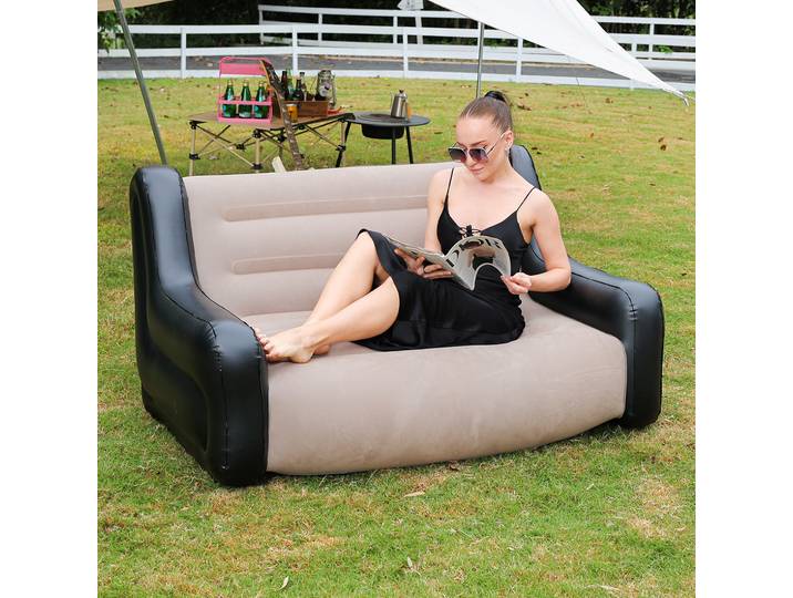 1 canapé gonflable, canapé d'air d'extérieur pour le camping, chaise longue gonflable double, matelas pneumatique, canapé portable, chaise de loisirs