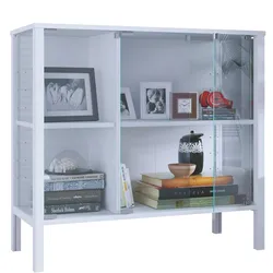 VCM Glasvitrine stehend Jensol – breite Standvitrine mit ESG-Sicherheitsglas, Glasfront & Seitenteile, moderner Vitrinenschrank, Sideboard ca. 80 x 87 x 35 cm