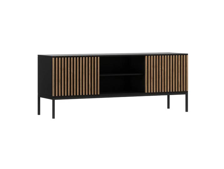Petits-meubles Tv-Möbel Melchior Schwarz, Holzwerkstoff, 150x60x40 cm, Wohnzimmer, TV Möbel, Lowboards, Lowboards stehend