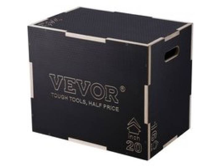 VEVOR 3-in-1-Plyometrische Sprungbox 24/20/16-Zoll-Plyobox, Sprungkasten Sprungkiste 204 kg Tragfähigkeit, Fitnessübungs-Step-Up-Box für Heimtraining, Sprungkrafttraining Schwarz Einstellbare Höhe