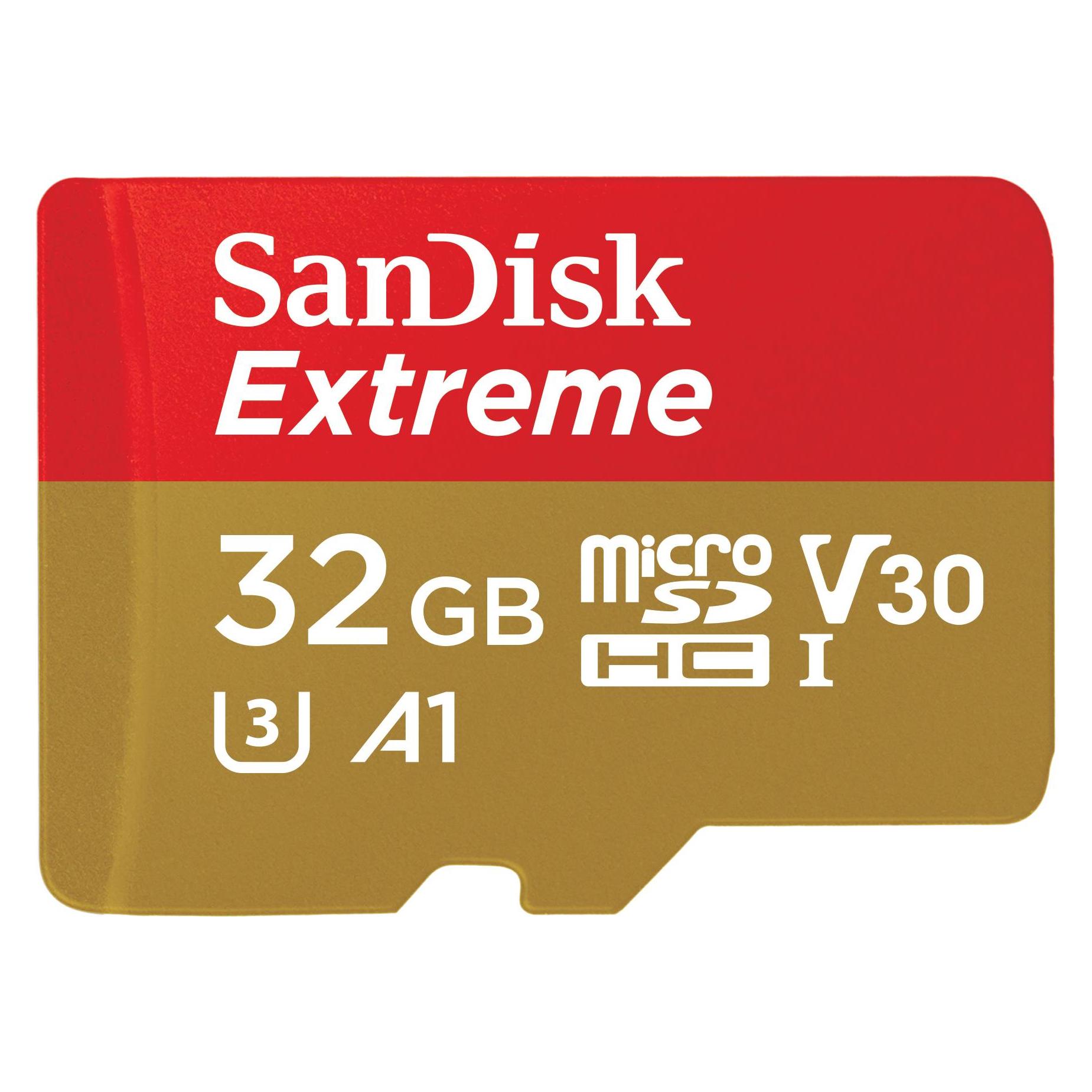 Sandisk Extreme UHS-I V30 für Action Cam (32 GB, microSDHC, U3, UHS-I) (SDSQXAF-032G-GN6AA)