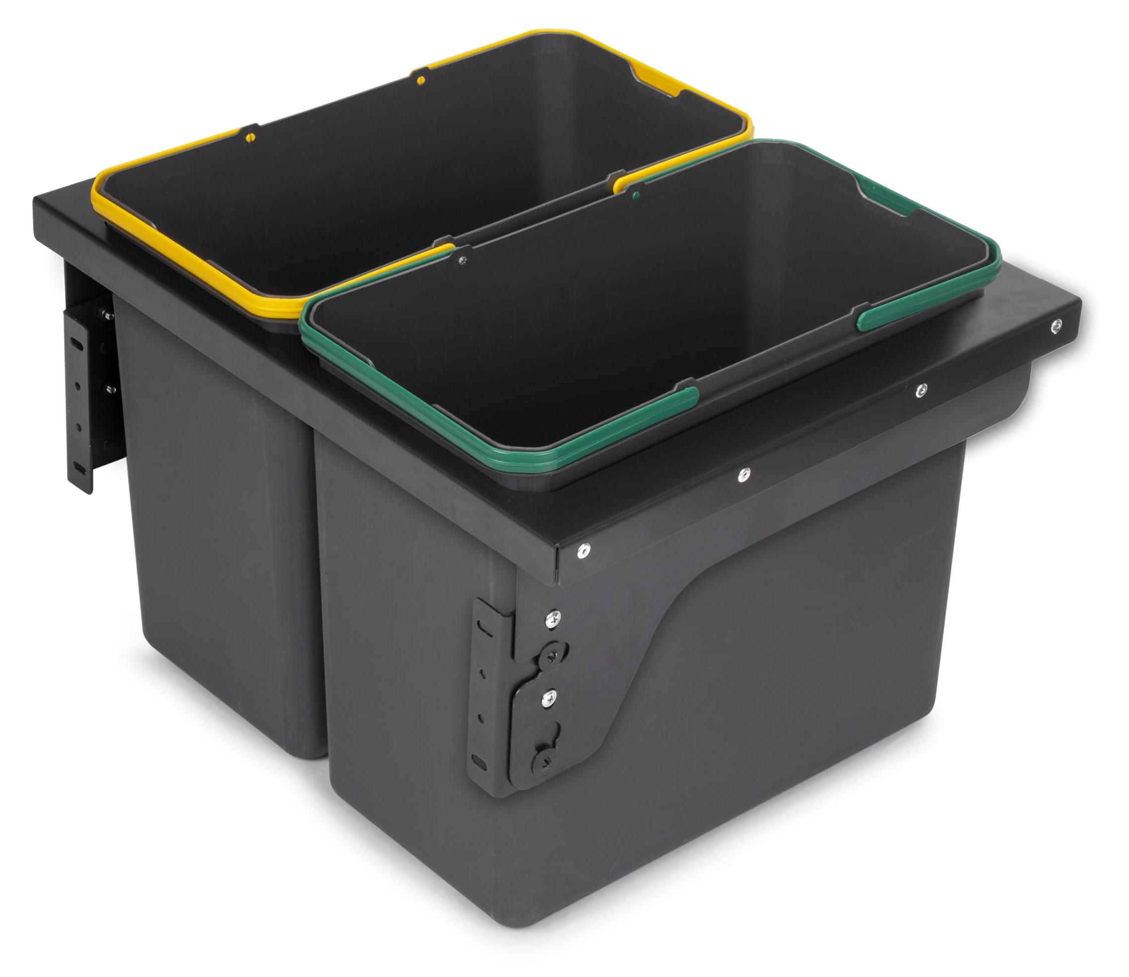 Mülltrennsystem 2x24 L, Seitenbefestigung, Stahl/Kunststoff, anthrazit