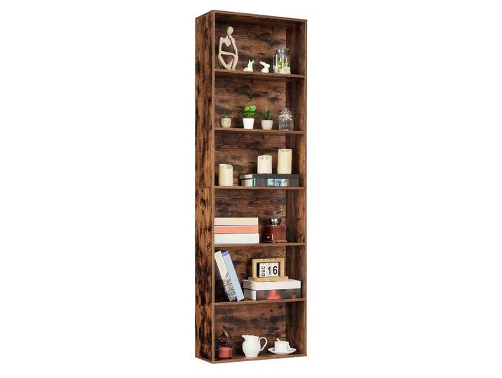 Étagère à livres rétro sur pied, étroite, à 5 niveaux, en forme d'arbre, pour CD, magazines et livres