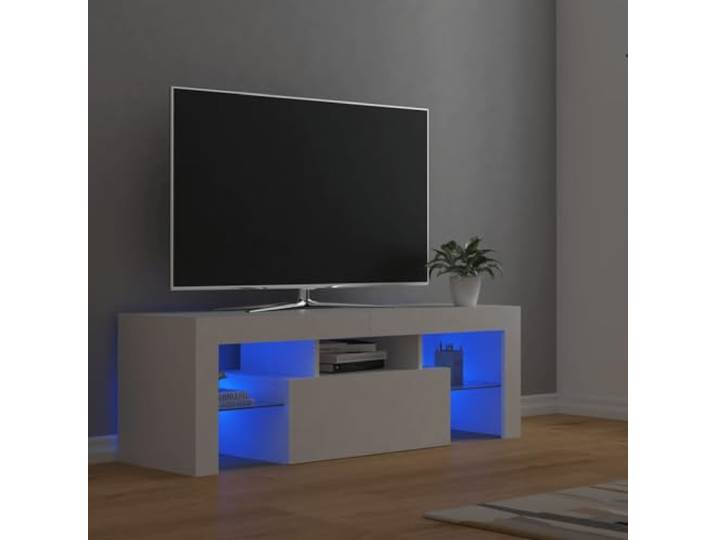 TV Schrank Weiß 120x35x40 cm mit RGB LED Beleuchtung, Moderner TV Lowboard mit Farbanpassung, praktisch und leicht zu reinigen, ideal für die Aufbewahrung von Geräten