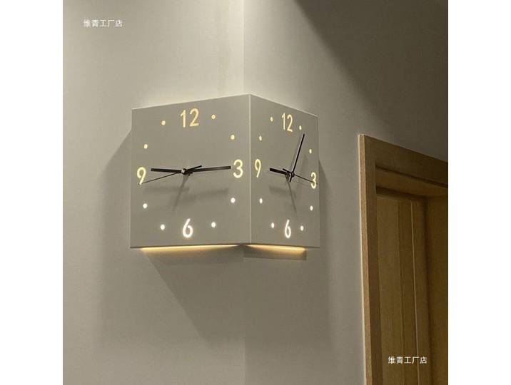 2026 Horloge murale double face d'angle simple et créative, horloge double face, salon, horloge d'angle silencieuse, universelle