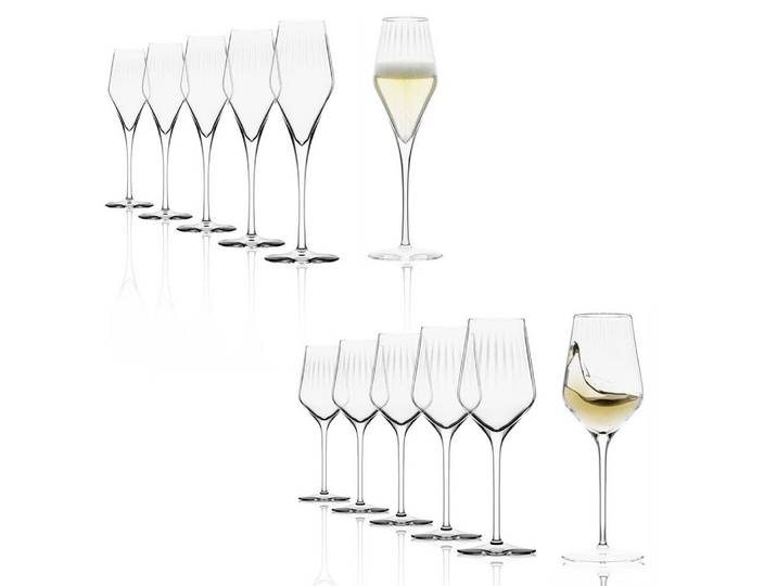 Stölzle Weinglas Stölzle Lausitz Symphony Weißweinkelch/Champagnerkelch Set 12 tlg, Glas