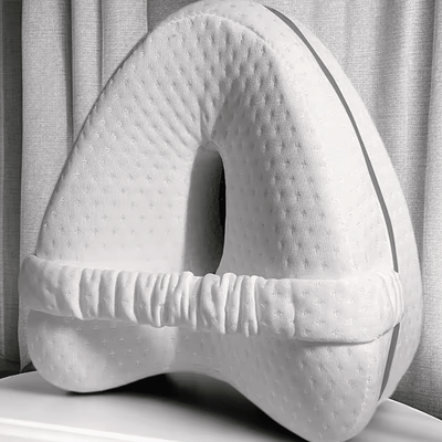 Uplift Curations Memory Foam Orthopedic Knee Support Pillow Leg & Sciatica Relief Cushion For Bed & Sofa white