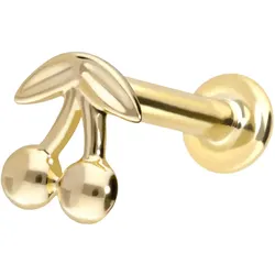 14 Karat Gold Labret mit Push Fit KIRSCHEN
