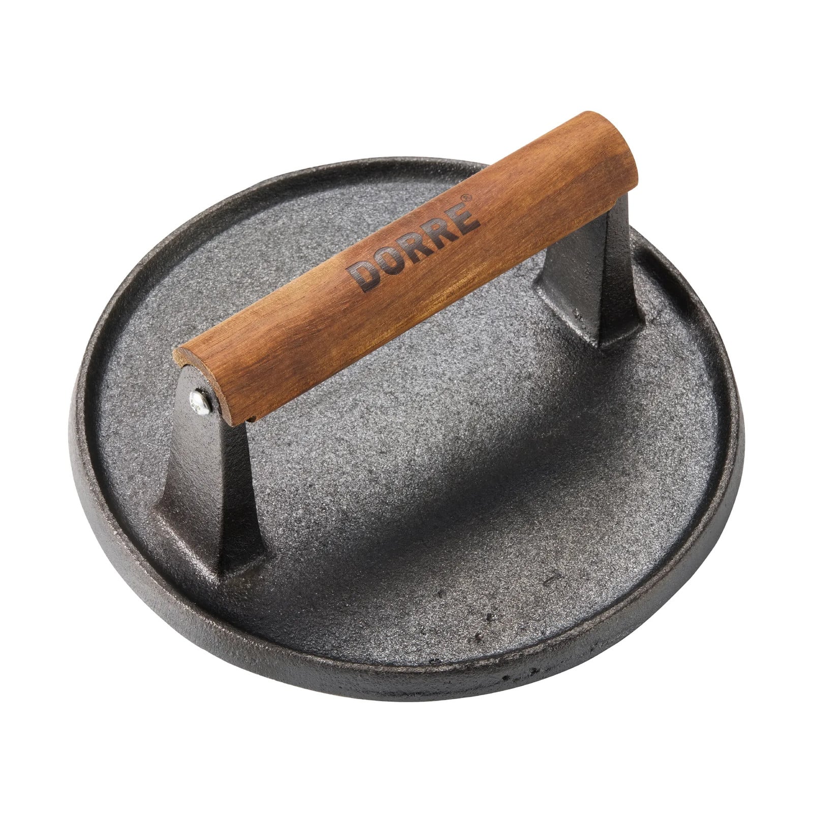 Dorre Hally hamburgerpers van gietijzer en acacia, Ø 17,7 cm