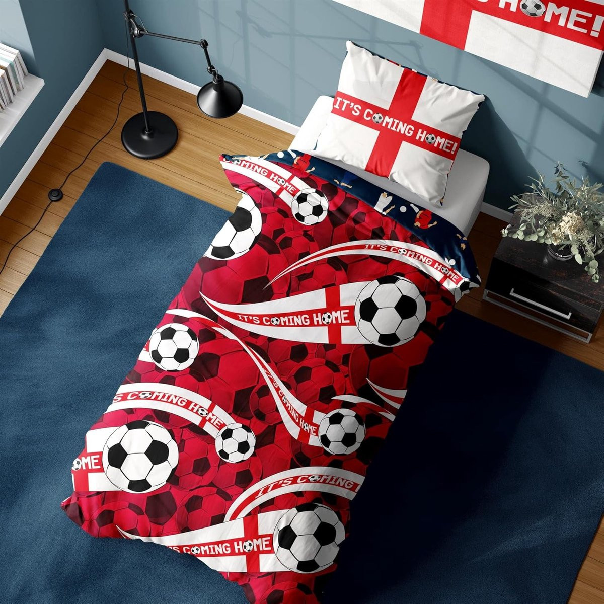 Voetbal Dekbedovertrek Eenpersoons met Kussensloop - Engeland Design