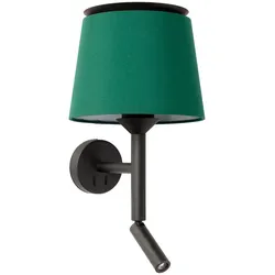 Faro Wandleuchte SAVOY E27, IP20, mit Lesegerät, schwarz, grün FAR-20303-94