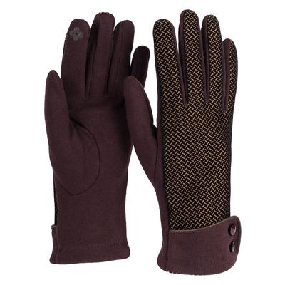 Baumwollhandschuhe STYLEBREAKER "Touchscreen Handschuhe mit weichem Riffel Muster", Damen, braun (dunkelbraun), Obermaterial: 70% Baumwolle CO. 30% Polyester PES., Modisch, Handschuhe
