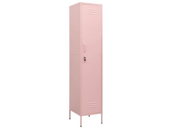 RJPLMFV Aufbewahrungsschrank aus Stahl, Rosa, 35 x 46 x 180 cm, mit Langlebiger Stahl, 4 verstellbare Einlegeböden, Schlösser, Nivellierer, vielseitige Aufbewahrung