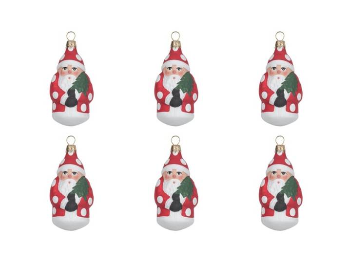 Weihnachtskugel 6er-Set Form Santa - Farbe: rot - Material: Glas - 949